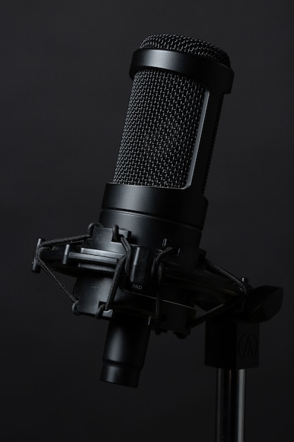 Photo gratuite microphone debout en studio