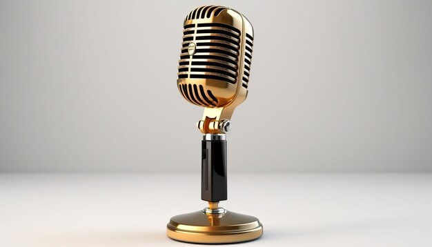 Microphone de style rétro isolé sur fond blanc AI génératif