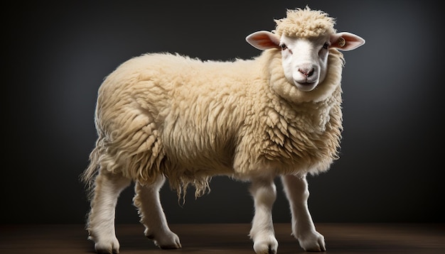 Photo gratuite un mignon agneau qui paît dans une prairie. innocence dans la nature générée par l'intelligence artificielle.