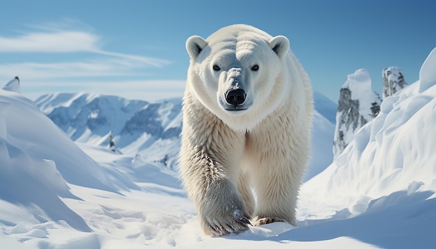 Photo gratuite un mignon chien qui se promène dans le paysage arctique enneigé en regardant loin généré par l'ia