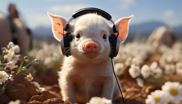 Photo gratuite un mignon chiot assis dans l'herbe regardant la caméra appréciant l'été généré par l'intelligence artificielle