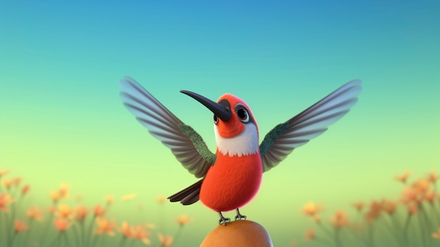 Photo gratuite un mignon colibri de dessin animé dans la nature