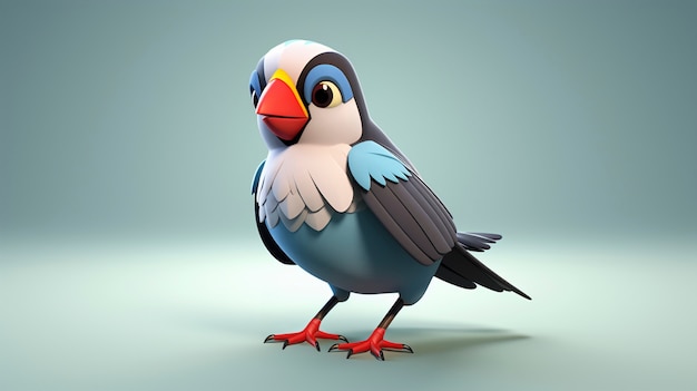 Photo gratuite un mignon oiseau de dessin animé dans le studio