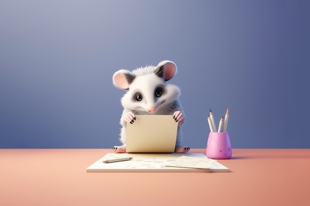 Photo gratuite un mignon opossum dans le studio.