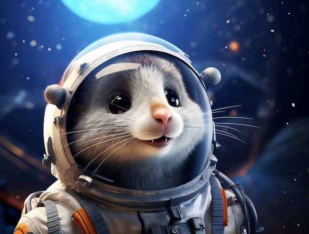 Photo gratuite un mignon opossum portant une tenue d'astronaute