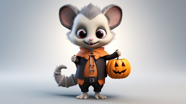 Un mignon opossum portant une tenue d'Halloween