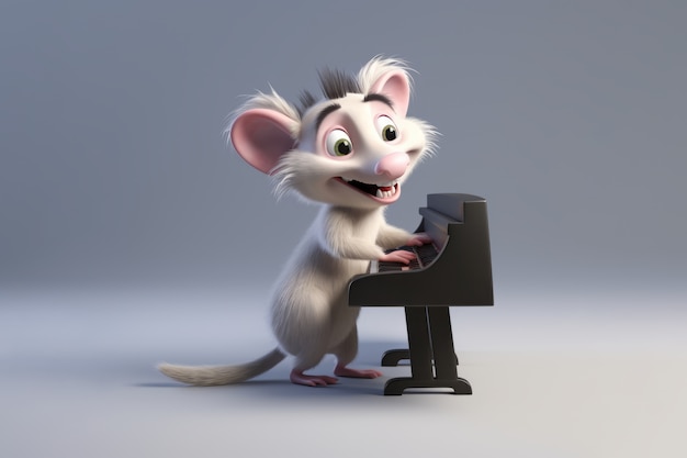 Photo gratuite un mignon opossum qui joue du piano.