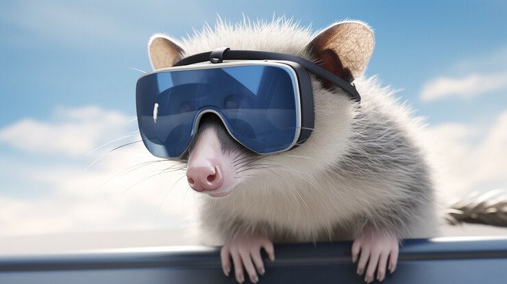 Photo gratuit un mignon opossum qui porte des lunettes de protection