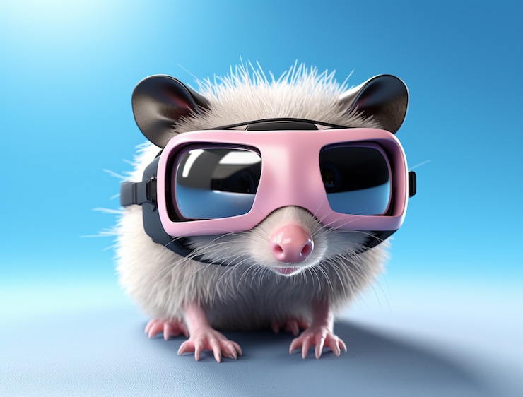 Photo gratuit un mignon opossum qui porte des lunettes de protection