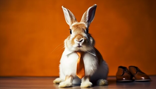 Mignons petits animaux à fourrure un lapin assis généré par l'IA