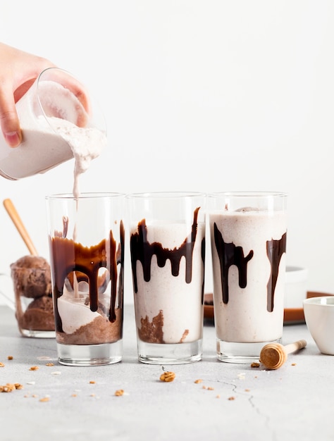 Photo gratuite milk-shake au chocolat gros plan