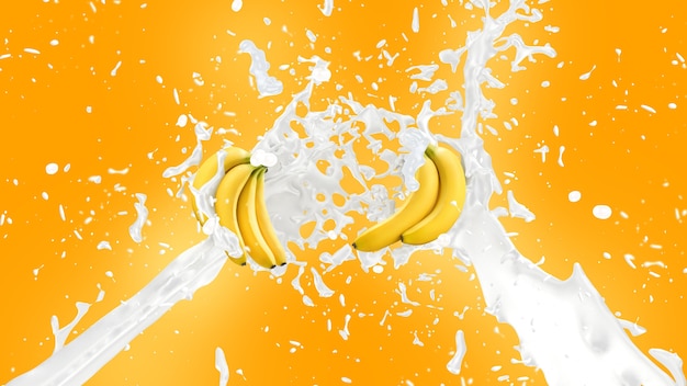 Milkshake de banane splash background