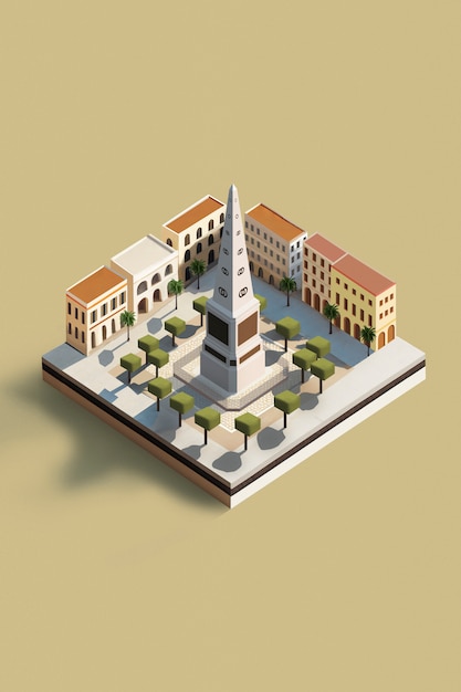 Miniature isométrique de la plaza de la merced à malaga