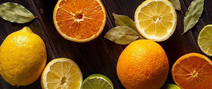 Photo gratuit mise à plat d'agrumes