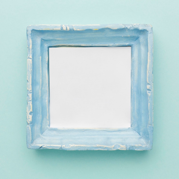 Photo gratuit mise à plat du concept de cadre bleu