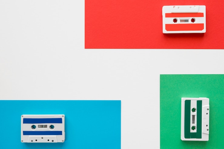 Photo gratuit mise à plat du concept de musique avec espace copie