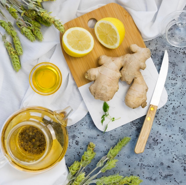 Mise à plat d'épices et d'herbes médicinales biologiques