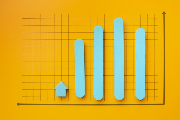 Photo gratuite mise à plat de la présentation des statistiques avec graphique