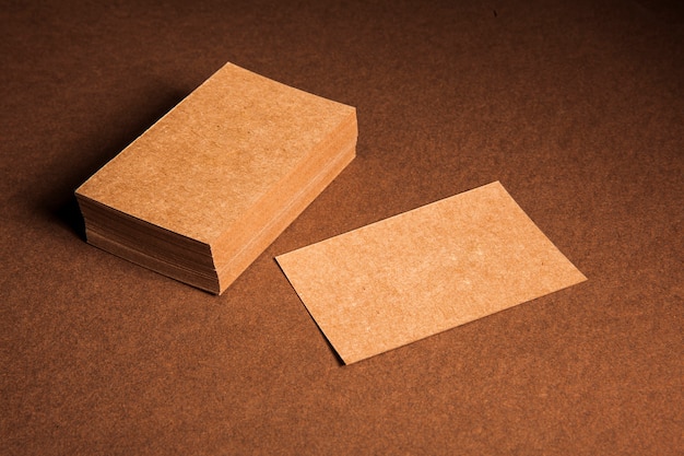 Mockup of blank cartboard business cards