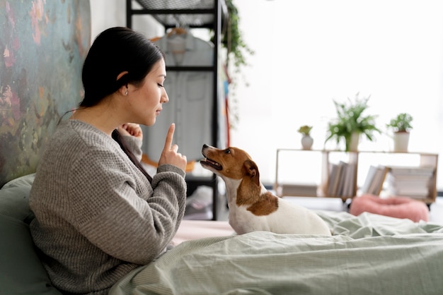 Photo gratuite mode de vie des animaux de compagnie avec le propriétaire