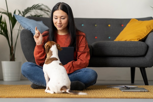 Photo gratuite mode de vie des animaux de compagnie avec le propriétaire