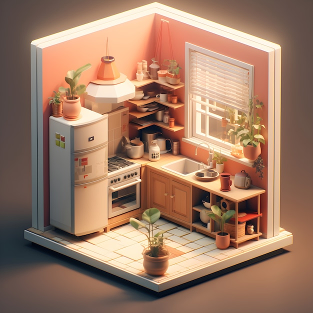 Photo gratuite modèle 3d d'une pièce de la maison