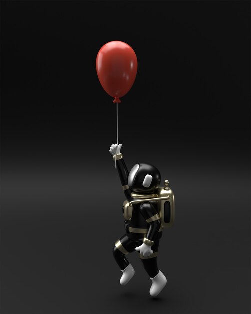 Modèle de bannière de vente vendredi noir astronaute flottant avec ballon