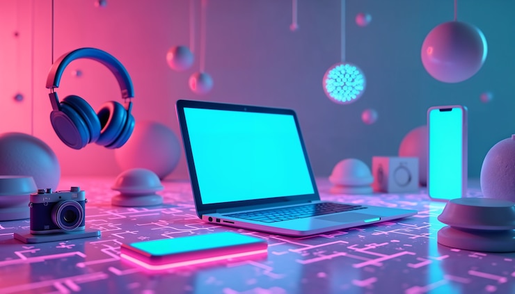 Photo gratuit modèle de célébration du cyber lundi neon 3d