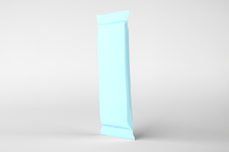 Photo gratuit modèle d'emballage vertical bleu du produit isolé sur fond blanc