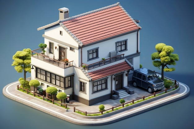 Photo gratuite modèle de maison 3d avec architecture moderne