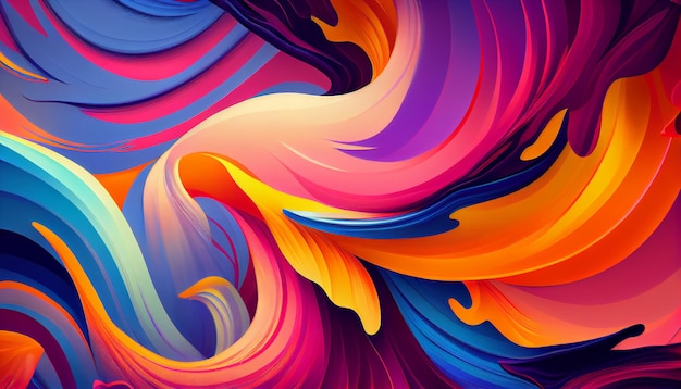 Modèle de vague multicolore abstrait brillant fluide moderne généré par l'IA