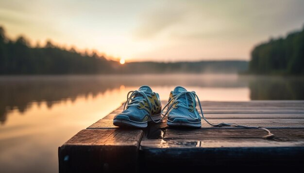 Modes de vie sains faisant du jogging dans un paysage forestier d'automne généré par l'IA