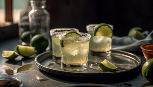 Mojito frais à la menthe citron vert et glace généré par l'IA