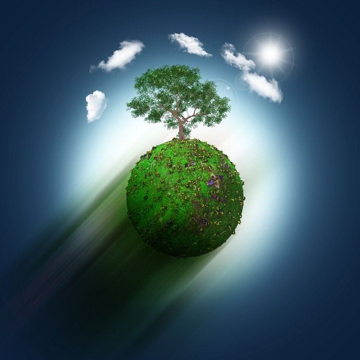 Photo gratuit monde vert avec un arbre