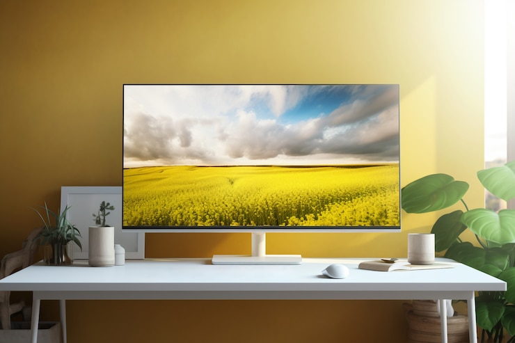 Photo gratuit moniteur moderne sur table élégante