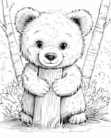 Photo gratuite monochrome line art bear coloring page illustration