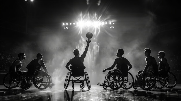 Photo gratuite monochrome portrait of athlete competing in the paralympic games championship