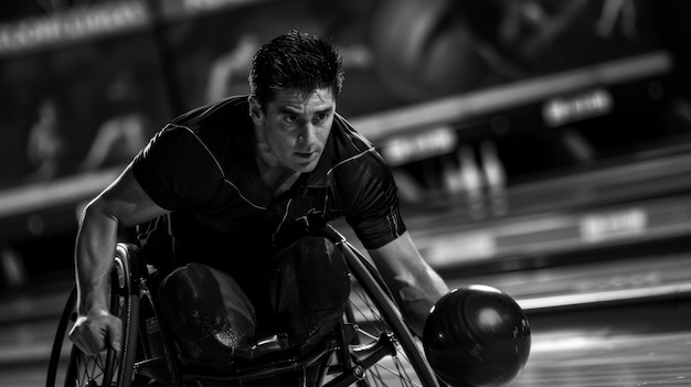 Photo gratuite monochrome portrait of athlete competing in the paralympic games championship