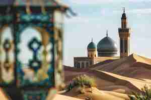 Photo gratuite mosquée majestueuse pour la célébration du nouvel an islamique avec une architecture fantastique