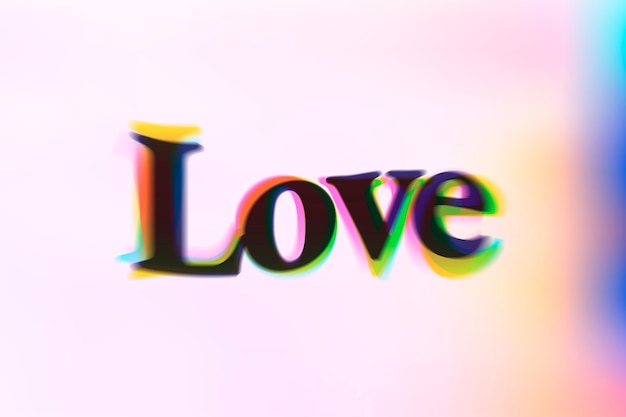 Mot d'amour dans la typographie de texte anaglyphe