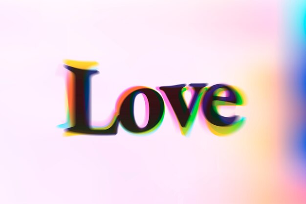 Mot d'amour dans la typographie de texte anaglyphe