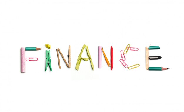 Le mot finance créé à partir de papeterie de bureau.
