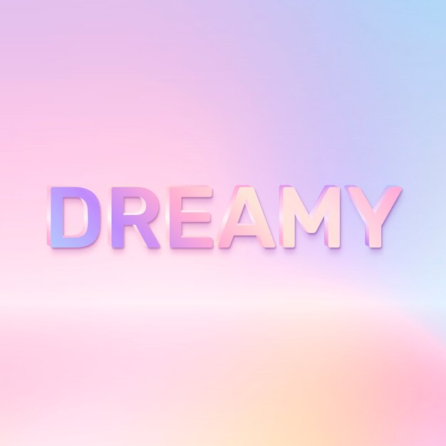Mot rêveur dans le style de texte holographique