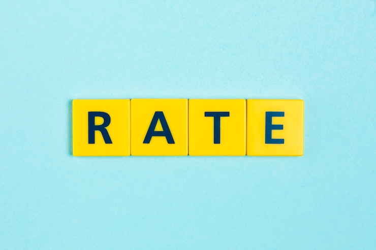 Photo gratuit mot de taux sur les carreaux de scrabble