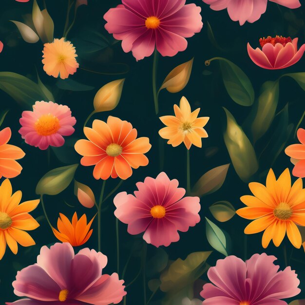 Un motif coloré de fleurs avec le mot dessus