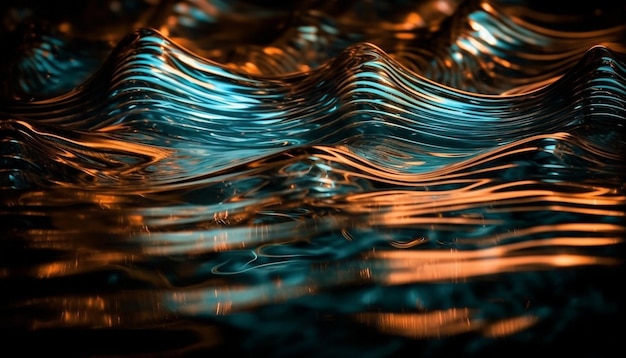 Photo gratuite le motif de vague bleu brillant reflète le mouvement de la nature généré par l'ia