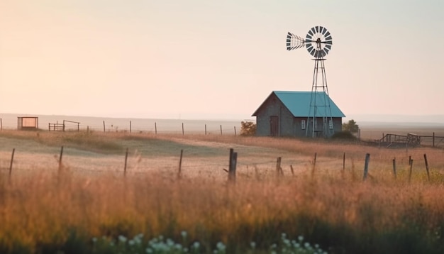 Photo gratuite le moulin à vent et la turbine génèrent du carburant et de l'électricité générés par l'ia