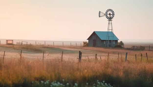 Le moulin à vent et la turbine génèrent du carburant et de l'électricité générés par l'IA