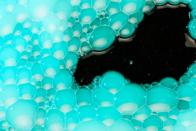 Mousse turquoise sur l'eau noire