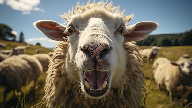 Photo gratuite moutons dans le pré moutons dans le pré troupeau de moutons